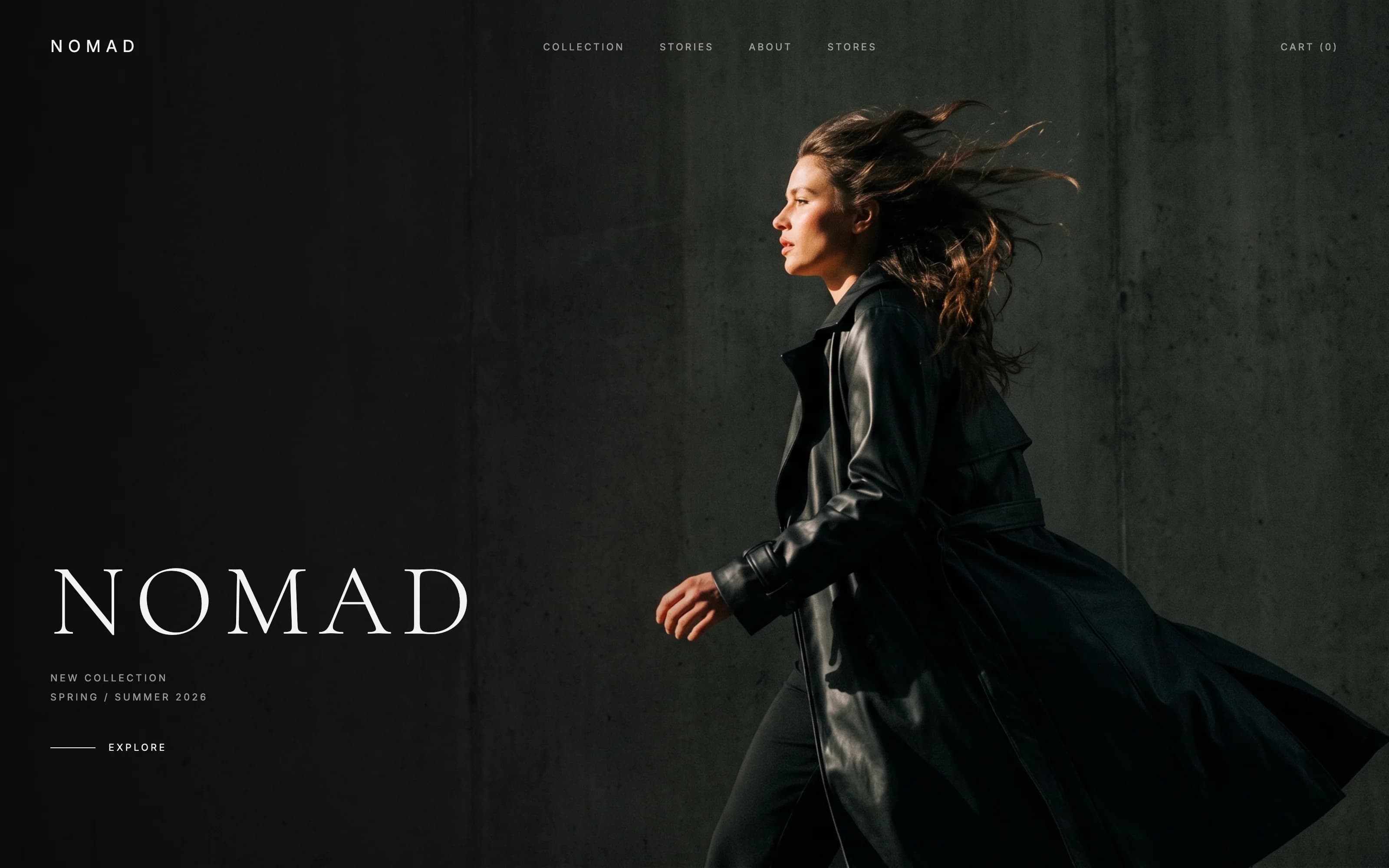 Концепт сайта: NOMAD — модный бренд